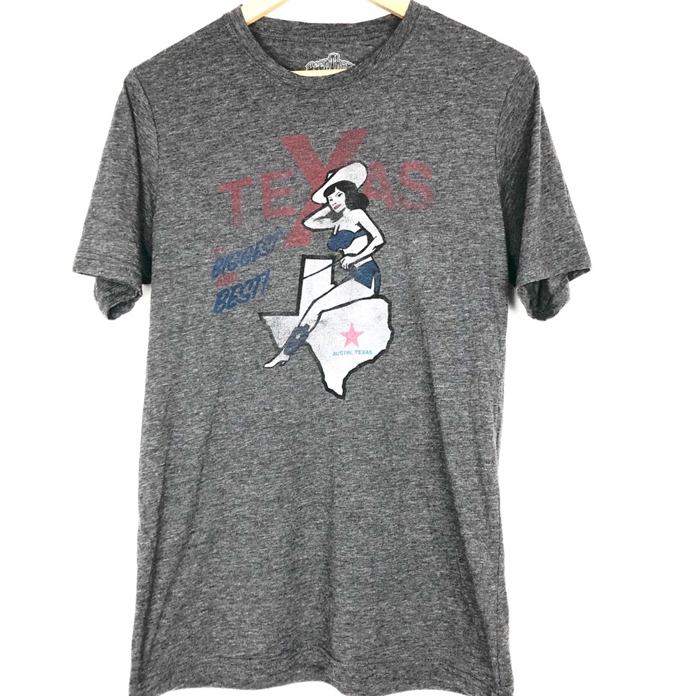 Pin Up Cow girl Texas map short sleeve shirt Small